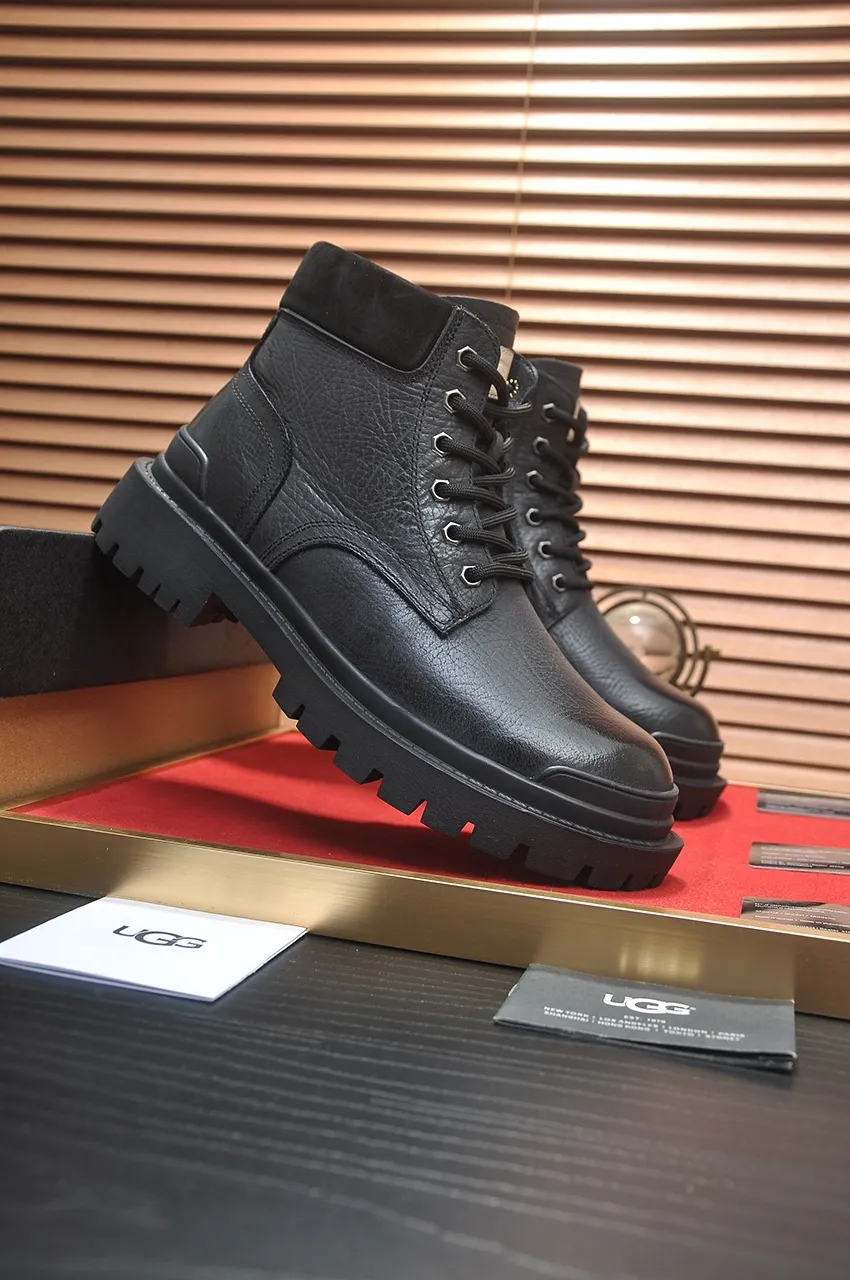 Men's shoes 💰640💶 [UGG] (full wool lining) top-end high-quality fur-in-one warm snow boots from Australia's warm luxury brand men's shoes, UGG-5877 official website synchronized, made of imported cowhide, carefully sewn...Imported rubber foam outsole (comfortable, soft, wear-resistant) The quality is really great...Exquisite workmanship, you can't put it down at first sight, available in sizes 39-44